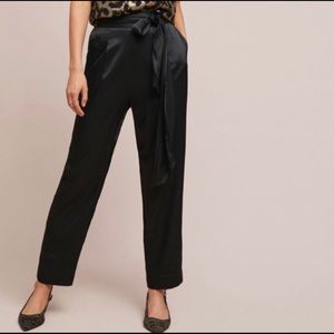 Anthropologie Satin Tie Waist Pants